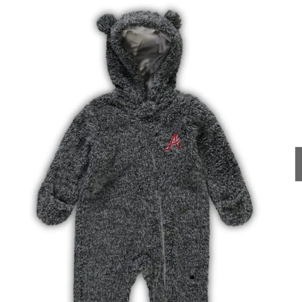 Atlanta Braves Newborn & Infant Game Nap Teddy Fleece Bunting Sleeper - Gray